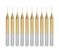 Huudngeje 10PCS Titanium Coat Carbide End Mill Engraving Milling Cutter CNC Router Bits for PCB Machine, 1/8 Inch Shank 0.4Mm