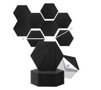 Huudngeje 12 Pack Acoustic Foam Panels 12x10x6x0.4 Inch,Self Adhesive Sound Proof Foam Wall Panels,for Acoustic Treatment Black