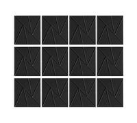 Huudngeje 12 Pack Self Adhesive Acoustic Panels 11.8inch X 11.8inch Sound Proof Foam Panels (Black)