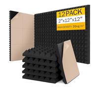 Huudngeje 12 Pack Sound Proof Foam Panels for Wall 2x12x12inch High Density Soundproof Wall Panels Self-Adhesive Fast Expand