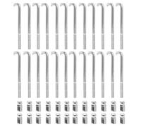 Huudngeje 24Pcs Standard Banjo Round Hook Banjo Bracket Hook & Nut Replacement Tension Hook Banjo Flat Hooks Parts Accessories