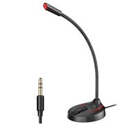 Huudngeje 3.5mm Wired Microphone with Loud Speakers for PC Laptop Clear Sound Plug and Play Ideal for Meetings Studio Speech