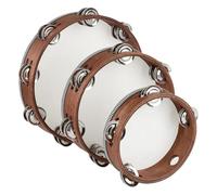 Huudngeje 3 PCS Wooden Hand Held Percussion Tambourine, Tambourines Musical Instrument for Church, Wedding, Dance
