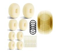 Huudngeje 8 Bun Makers for Women, 10 Brown Invisibility Hair Nets, 5 Elastic Bands, and 40 U Pins in One Set Beige