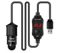 Huudngeje Aquarium Heating Rod Fish Tank Heater Mini USB Charging Submersible Thermostat Heater Adjustable Temperature 18-34℃
