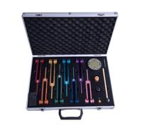 Huudngeje Chakra Tuning Fork Set, Colorful Tuning Forks with Rubber Mallet,Wrench for Healing, Sound Therapy, Yoga,