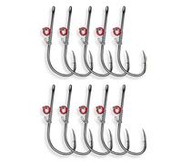Huudngeje Fishing Lures 10PCS Live Shrimp Hook Set,Freshwater/Saltwater Fishing Gear Ideal for Catfish,Groupers Bass,Trout 4/0#