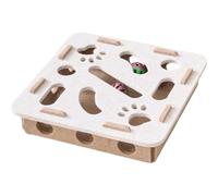 Huudngeje For Indoor Cat Puzzle Toy Felt Puzzle Box with Ball Exercise Sports Entertainment Toy for Indoor Cats White