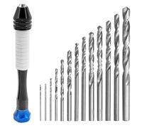 Huudngeje Hand Drill Set 48PCS Precision Pin Vise- Mini Micro Craft Jewelry Drill Kit Ideal Suitable for Hobbyists, Jewelry Repair, Model