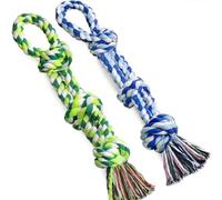 Huudngeje Medium to Large Breed Dog Rope Chew Toys, 2 Pack, Nearly Indestructible and Ideal for Dental Cleaning