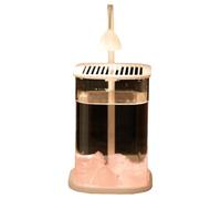 Huudngeje Mini Glass Aquarium Fish Tank Desktop Desktop Ornaments LED Light High-End Ornamental Lamp Pink Crystal Stone