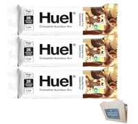 Huuel Complete Nutrition Bar, 3 x 55g | Chocolate Chip Cookie Dough | High Protein Plant-Based Snack Bar | Low Sugar, High Fibre, Vegan Protein Bar Under 200 Calories | Healthy On-the-Go Snack