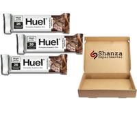 Huuel Complete Nutrition Bar, 55g Bars, High Protein Bar, Plant-Based Protein Bars, Low Sugar, High Fibre, High-Protein Snack with Vegan Choc Under 200 Calories (3 Bars, Chocolate Fudge Brownie)