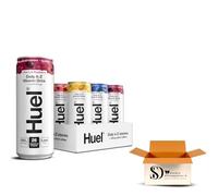 Huuel Daily A-Z Vitamins Energy Drink Selection Box 12 x 330ml Cans - Mixed Variety Pack, Sparkling Functional Drink with CoQ10 & Electrolytes, Plant-Based, No Added Sugar, Vegan Health Drinks