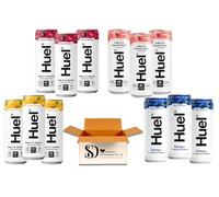 Huuel Daily A-Z Vitamins Energy Drink Variety Pack - 330ml Cans (4 Flavours) | Multivitamin Fizzy Drink Made with Real Fruit, Rich in Electrolytes, Low Calorie, Caffeine Boost (12 Cans)