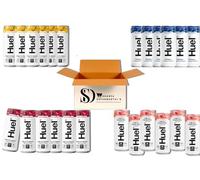 Huuel Daily A-Z Vitamins Energy Drink Variety Pack - 330ml Cans (4 Flavours) | Multivitamin Fizzy Drink Made with Real Fruit, Rich in Electrolytes, Low Calorie, Caffeine Boost (24 Cans)