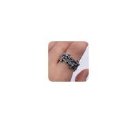 HUUGVBCO Cross Ring Fashion Jewelry Vintage Silver Double Layer Cross Open Adjustable Ring for Women Men