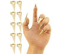 HUUiWAA 10 Pcs Nail Covers Scratching Fondling Massage Grating Back Tickler Tools Women Men Tickle Touching Cosplay Smooth Nails Hair Parting Ring (Gold, One Size)