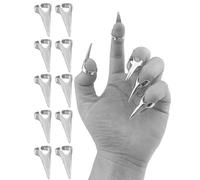 HUUiWAA 10 Pcs Nail Covers Scratching Fondling Massage Grating Back Tickler Tools Women Men Tickle Touching Cosplay Smooth Nails Hair Parting Ring (Silver, One Size)