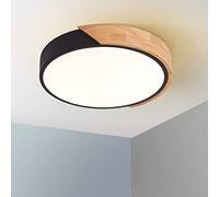 Huuloohuu Flush Mount Led Ceiling Lights 24W White Warm Light Ø30CM 2400LM 3000K Modern Ultra-Thin Round Wood Lamp Fixtures for Bedroom Living Room Kitchen Office Farmhouse Creative Simple