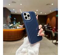 HUUMAGIC Corrugated Stripe Stylish Case for Iphone 16 15 14 13 12 11 Pro Max 16e Armor Cover Bumper(for iPhone 11 Pro/Navy)