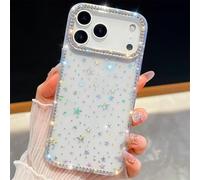 HUUMAGIC Glitter Shining Diamonds Stars Case for Iphone 17 Air 16 15 14 13 Plus Luxury Full Rhinestones Candy Jelly Hard Cover(for iPhone17 Pro/Stars Clear)