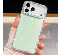 HUUMAGIC Glitter Shining Diamonds Stars Case for Iphone 17 Air 16 15 14 13 Plus Luxury Full Rhinestones Candy Jelly Hard Cover(for iPhone17 Pro/Glitter Green)