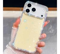 HUUMAGIC Glitter Shining Diamonds Stars Case for Iphone 17 Air 16 15 14 13 Plus Luxury Full Rhinestones Candy Jelly Hard Cover(for iPhone17 Pro/Glitter Yellow)