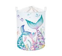 HUUMONSS Adorable Princess Storage Basket for Parents Organizing Kids Toys Clothes Large Collapsible Girls Gift Toy Box Bin Laundry Hamper for Bathroom Shower,Mermaid,63L