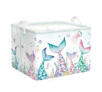 HUUMONSS Adorable Princess Storage Basket for Parents Organizing Kids Toys Clothes Large Collapsible Girls Gift Toy Box Bin Laundry Hamper for Bathroom Shower,Mermaid,36L