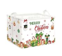 HUUMONSS Christmas Reindeer Baby Laundry Hamper Collapsible Clothes Kids Storage Basket Large Snowflake Xmas Balls Ornament Boys Girls Gift Toy Box Bin for Nursery Room, Gift Box, 36L