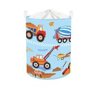 HUUMONSS Construction Vehicle Baby Laundry Hamper Collapsible Clothes Kids Storage Basket Large Boys Gift Toy Box Bin for Nursery Room, Excavator, 63L