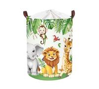 HUUMONSS Cute Jungle Animals Storage Basket for Parents Organizing Kids Toys Clothes Large Tree Boys Girls Gift Toy Box Bin Laundry Hamper for Bathroom Shower,Lion,63L