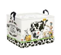 HUUMONSS Farm Animals Storage Basket Collapsible Clothes Baby Nursery Hamper Large Book Shelf Basket Boy Girl Toy Box Bin for Kid Room, Cow, 36L