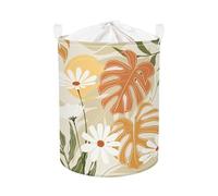 HUUMONSS Flowers Laundry Hamper Large Storage Basket Leaf Collapsible Women Organizer Toy Clothes Bins for Bedroom,Bathroom,Boho Leaves,63L