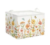 HUUMONSS Flowers Laundry Hamper Large Storage Basket Leaf Collapsible Women Organizer Toy Clothes Bins for Bedroom,Bathroom,Boho Plants,36L