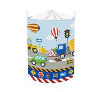 HUUMONSS Foldable Laundry Hmaper Large Kid Toy Basket, 63L | Water Resistant Coating, Soft Lifting Handles, Fabric, Blanket Clothes Book, Boy Girl Room Bedroom Bathroom, Car