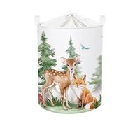 HUUMONSS Forest Animals Baby Laundry Hamper Collapsible Clothes Kids Storage Basket Bear Fox Large Boys Girls Gift Toy Box Bin for Nursery, Deer, 63L