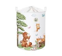 HUUMONSS Forest Animals Baby Laundry Hamper Collapsible Clothes Kids Storage Basket Bear Fox Large Boys Girls Gift Toy Box Bin for Nursery, Squirrels, 63L