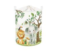 HUUMONSS Forest Animals Tree Baby Laundry Hamper Collapsible Clothes Kids Storage Basket Large Boys Girls Gift Toy Box Bin for Nursery Room, Elephant, 63L