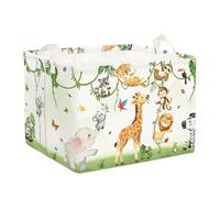 HUUMONSS Jungle Animals Baby Laundry Hamper Collapsible Clothes Kids Storage Basket Large Elephant Monkey Giraffe Boys Girls Gift Toy Box Bin for Nursery Room, Colorful, 36L