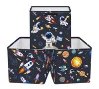 HUUMONSS Kid Storage Basket Set of 3 Boy Space Foldable Closet Toy Box
