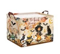HUUMONSS Magic Hat Bat Baby Gift Basket Collapsible Clothes Nursery Hamper for Boy Girl Large Book Shelf Basket Toy Box Bin for Kid Room, Witch, 36L