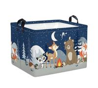 HUUMONSS Night Camping Laundry Hamper Picnic Large Storage Basket Bonfire Collapsible Adult Organizer Toy Clothes Bins for Outdoor,Bear,36L