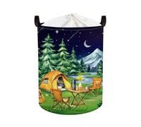 HUUMONSS Night Camping Laundry Hamper Picnic Large Storage Basket Bonfire Collapsible Adults Organizer Toy Clothes Bins for Outdoor, Bathroom,Star, 63L