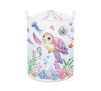 HUUMONSS Ocean Animals Baby Laundry Hamper Collapsible Clothes Kids Storage Basket Large Boys Girls Gift Toy Box Bin for Nursery Room, Sea Turtle, 63L