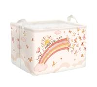 HUUMONSS Rainbow Animals Baby Laundry Hamper Collapsible Clothes Kids Storage Basket Large Girls Gift Toy Box Bin for Bedroom, Boho Butterfly, 36L