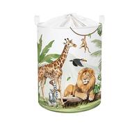 HUUMONSS Safari Animals Baby Laundry Hamper Collapsible Clothes Kids Storage Basket Giraffe Lion Large Boys Girls Gift Toy Box Bin for Nursery, Monkey, 63L
