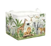 HUUMONSS Safari Animals Baby Laundry Hamper Collapsible Clothes Kids Storage Basket Giraffe Lion Large Boys Girls Gift Toy Box Bin for Nursery, Monkey, 36L