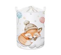 HUUMONSS Sleeping Animals Baby Laundry Hamper Collapsible Clothes Kids Storage Basket Large Boys Girls Gift Toy Box Bin for Nursery, Fox, 63L